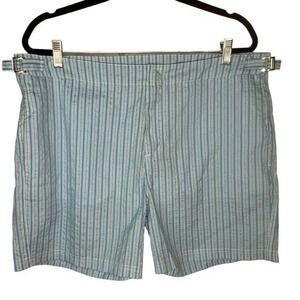 Bugatchi Grecian Blue Seersucker Stripe Zip Up Swim‎ Trunks Size 38 NWT